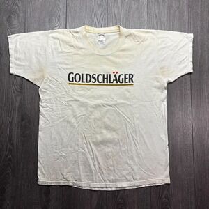 Vintage Goldschlager 1990s T Shirt XL White Extra Large Graphic Party Liquor